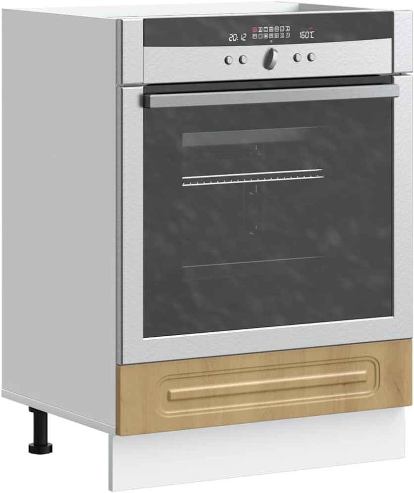 Kalmar Artisan Armoire de cuisine en chêne artisanal avec espace de rangement et pieds réglables pour four et micro-ondes Compact Durable