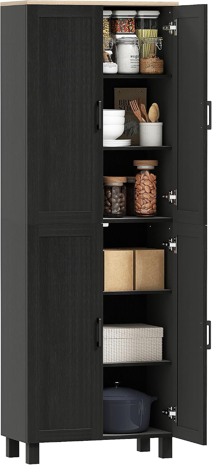 HOMCOM Armoire de Cuisine Buffet Cuisine vaisselier Meuble de Rangement Style Moderne Multi-rangements avec 4 Portes et étagères réglables