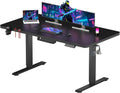 SANODESK Bureau Gaming Réglable en Hauteur 140x60 cm, Bureau Assis Debout, Table Électrique avec Fonction de Mémoire