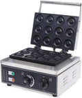 Doughnut - Machine à gaufres 1500 W - 12 trous - Antiadhésive - Température réglable - En acier inoxydable - Pour usage commercial ou domestique