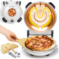 NutriChef Four à Pizza Électrique, Pierre à pizza Ø30 cm avec Thermostat et Thermomètre, Chauffe Jusqu'à 425°C, Cuisson Rapide, Fenêtre de Cuisson