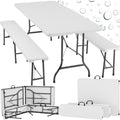 TecTake Ensemble de Table Pliante Camping ou de Pique Nique et 2X Banc de Jardin en Acier Léger