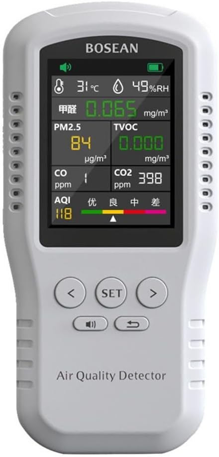 Moniteur de qualité de l'air 6 en 1 - Détecteur de PM2.5 - Testeur de formaldéhyde TVOC avec affichage AQI pour maison, chambre, bureau, école