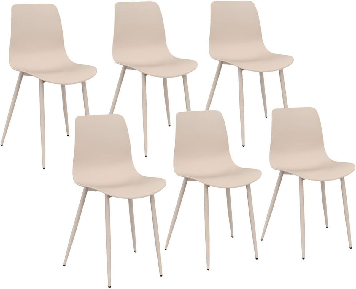 IDMarket - Lot de 6 chaises Kiara Beige avec Pieds en métal