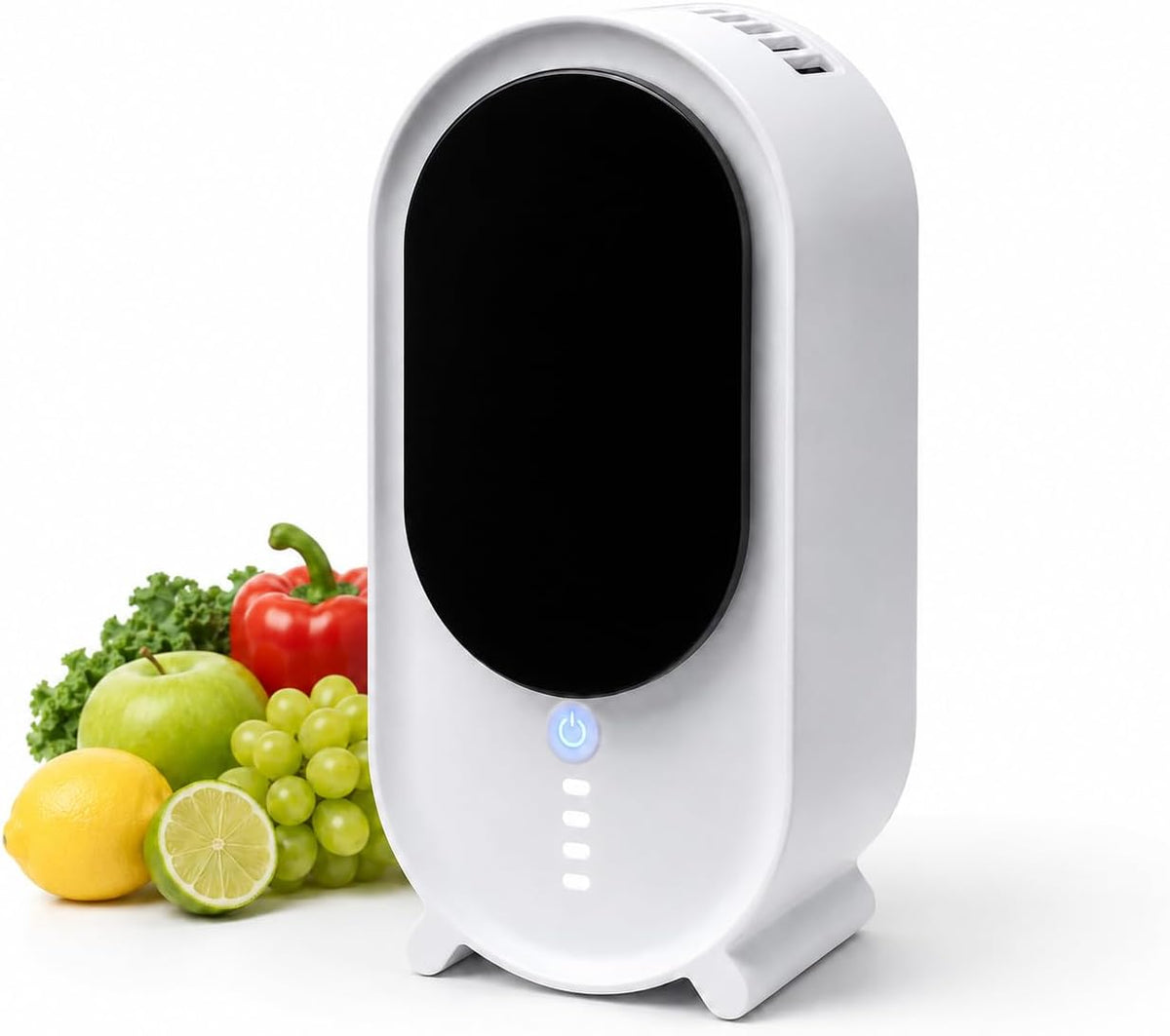 Purificateur d'air pour Réfrigérateur, Prolonge la Fraîcheur des fruits et légumes, Neutralise les Odeurs, Filtre Lavable, Rechargeable USB-C