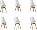 IZTOSS Lot de 6 Chaise Scandinave.Chaise Salle a Manger avec Pied en Bois, Coussin de Siege Confortable en Mousse (Lot de 6-Blanc)