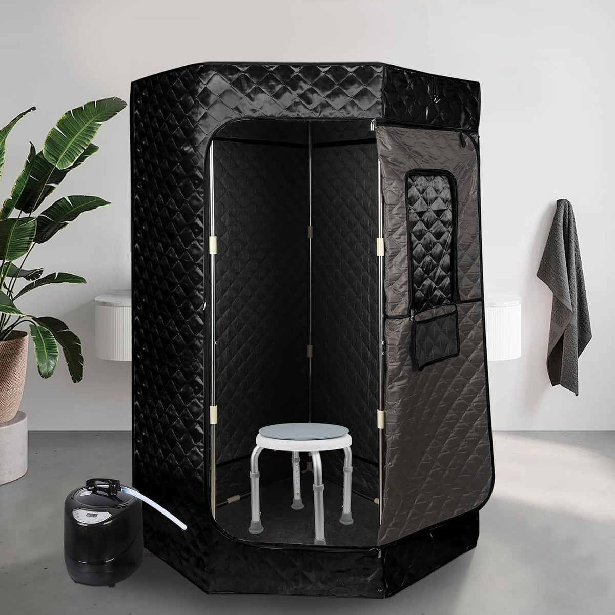 Sauna à vapeur domestique pour 1-2 personne, Télécommande, 9 réglages de température, Sauna pliable cabine