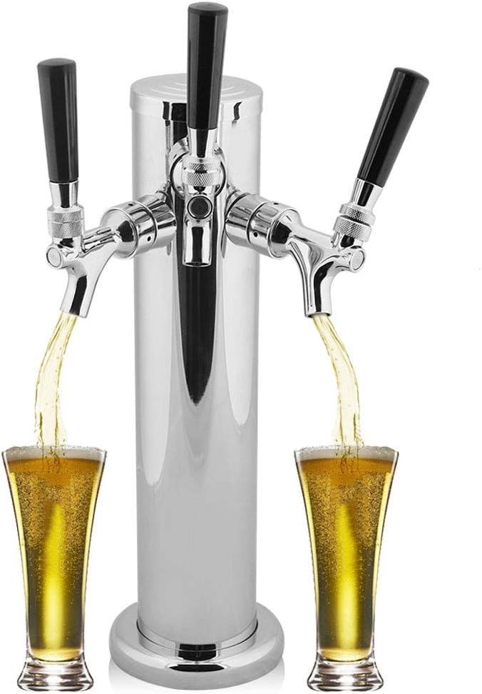 VBESTLIFE Tireuse à bière, en acier inoxydable, triple robinet, 3 robinets, avec 3 robinets pour bar/maison