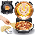 NutriChef Four à Pizza Électrique, Pierre à pizza Ø30 cm avec Thermostat et Thermomètre, Chauffe Jusqu'à 425°C, Cuisson Rapide, Fenêtre de Cuisson