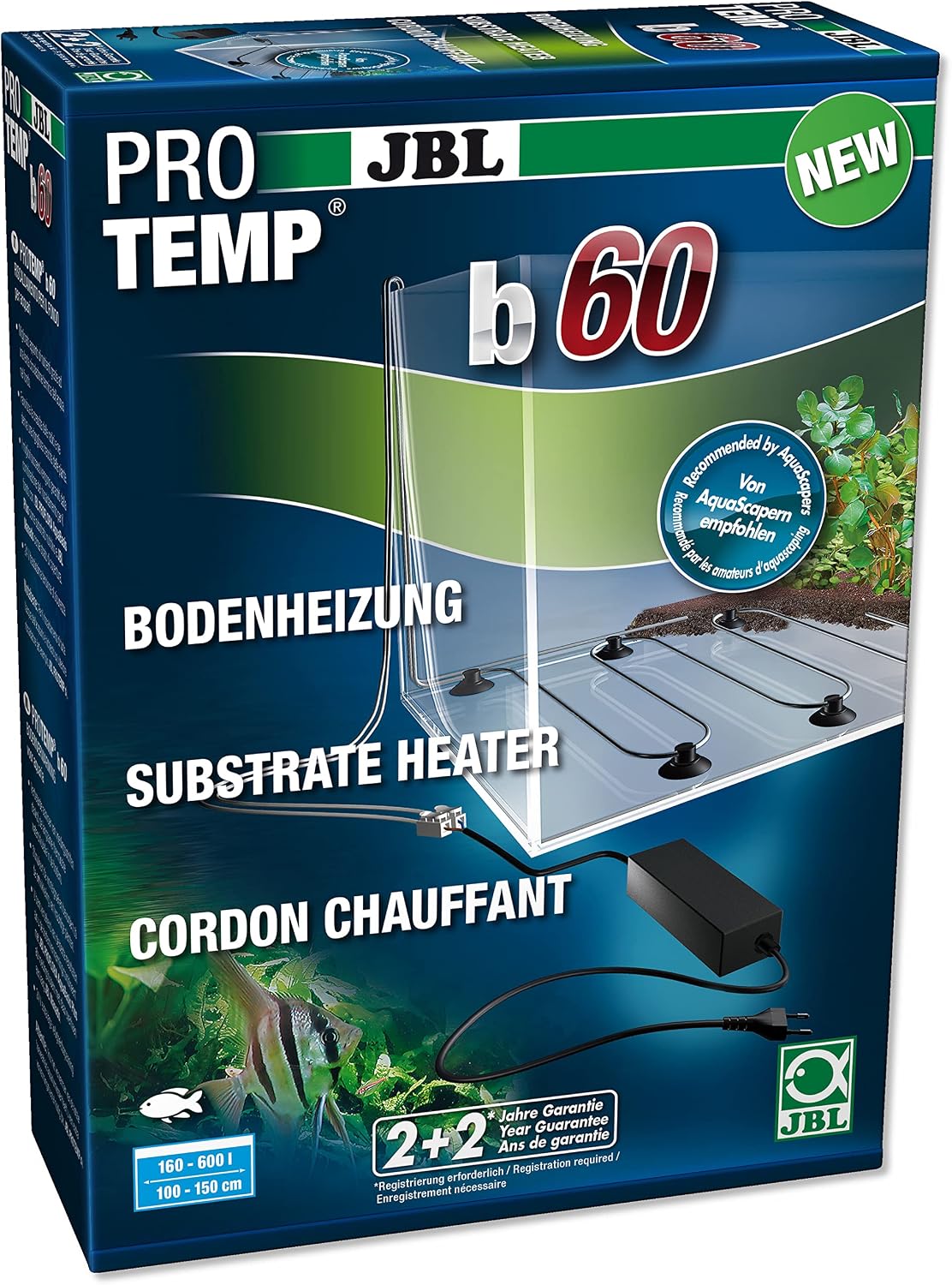 JBL PROTEMP b60 Chauffage de Sol pour Aquariums à Eau Douce, 160-600 l, 60 W