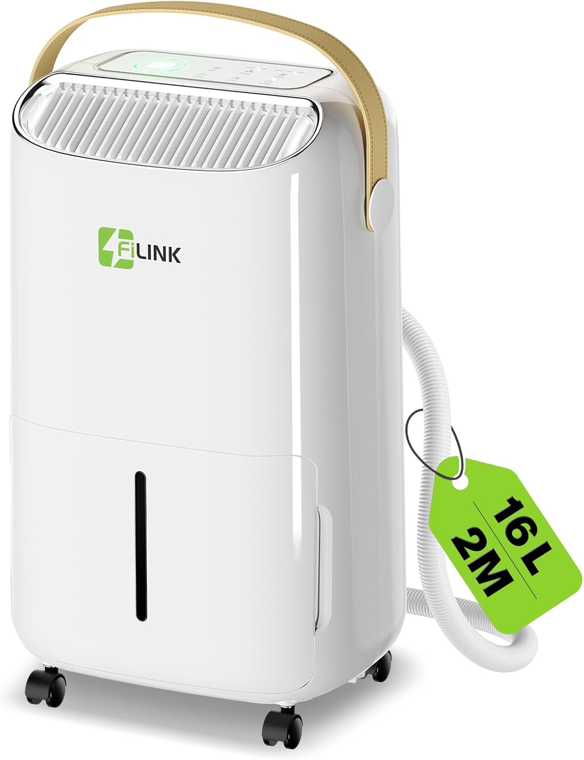 Deshumidificateur d Air 16L/Jour Déshumidificateur Electrique Minuterie 24H, Verrouillage pour Enfants, Protection Anti Débordement, 110m³ (45m²)