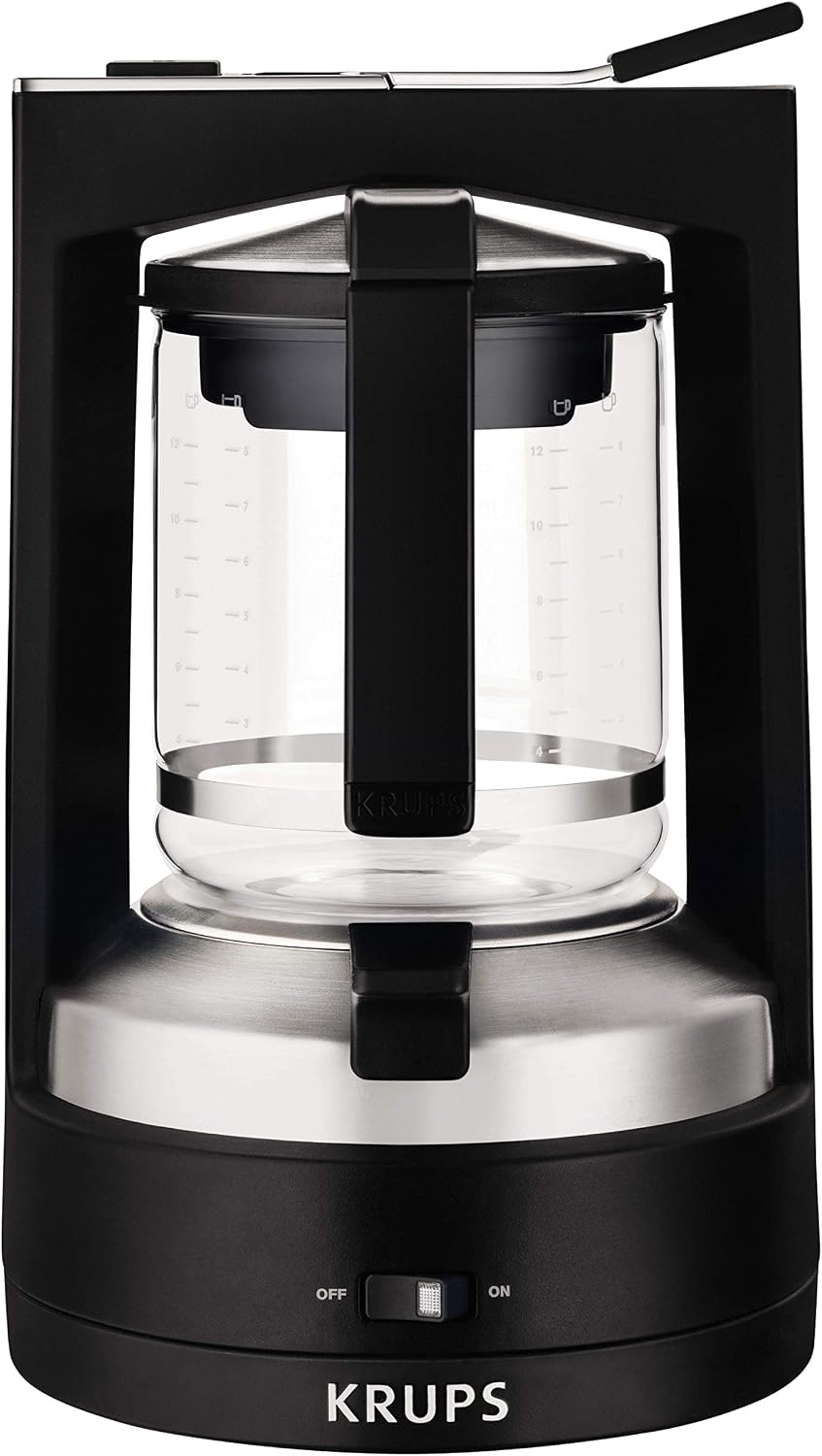 Krups Cafetière à filtre KM468910 T8, 850 watts, Arrêt automatique, 8 à 12 tasses, Interrupteur marche/arrêt éclairé, noir