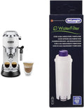 DELONGHI Dedica Style, Machine expresso pour préparer des boissons café et lactées, EC685W, Blanc & DLSC002 Filtre à eau