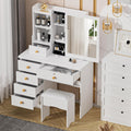 Coiffeuse avec Miroir Coulissant, Table de Maquillage avec 6 tiroirs et 6 étagères de Rangement