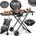 KESSER Gril électrique, Gril de table 2 en 1, Barbecue sur gril avec couvercle et pieds, 2400 watts maximum, Pliable, Thermomètre