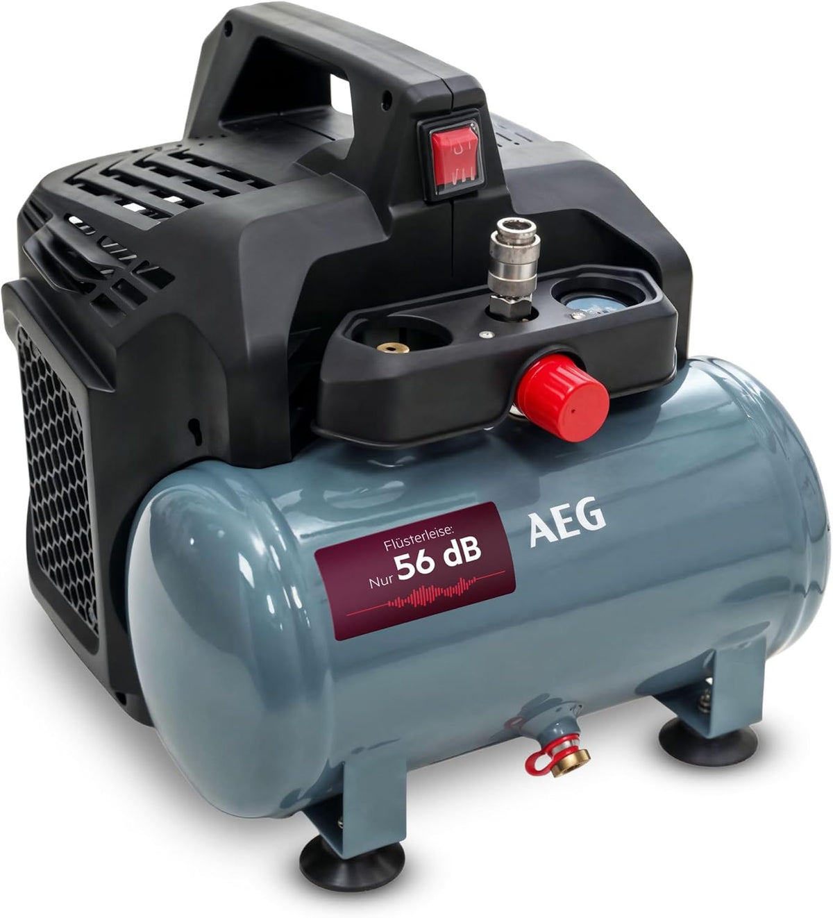 AEG KL6 Compresseur d'air comprimé silencieux et puissant pour atelier, maison, loisirs, polyvalent, sans entretien, sans huile, 56 dB