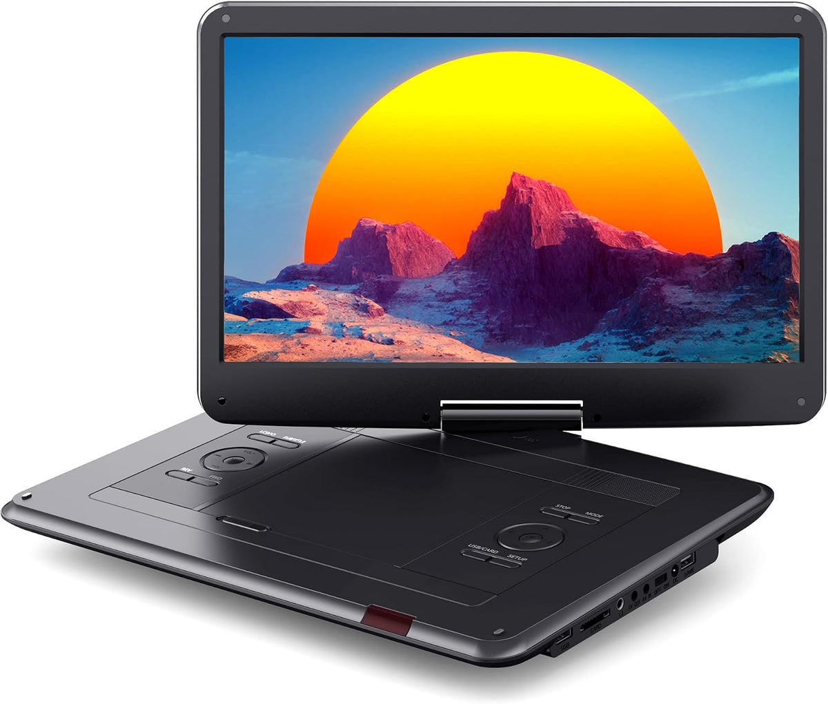 WOLFANG Lecteur DVD Portable 17,5' avec Écran HD 15,6', Batterie 5000mAh, sans Restriction Géographique, Deux Haut-Parleurs Stéréo