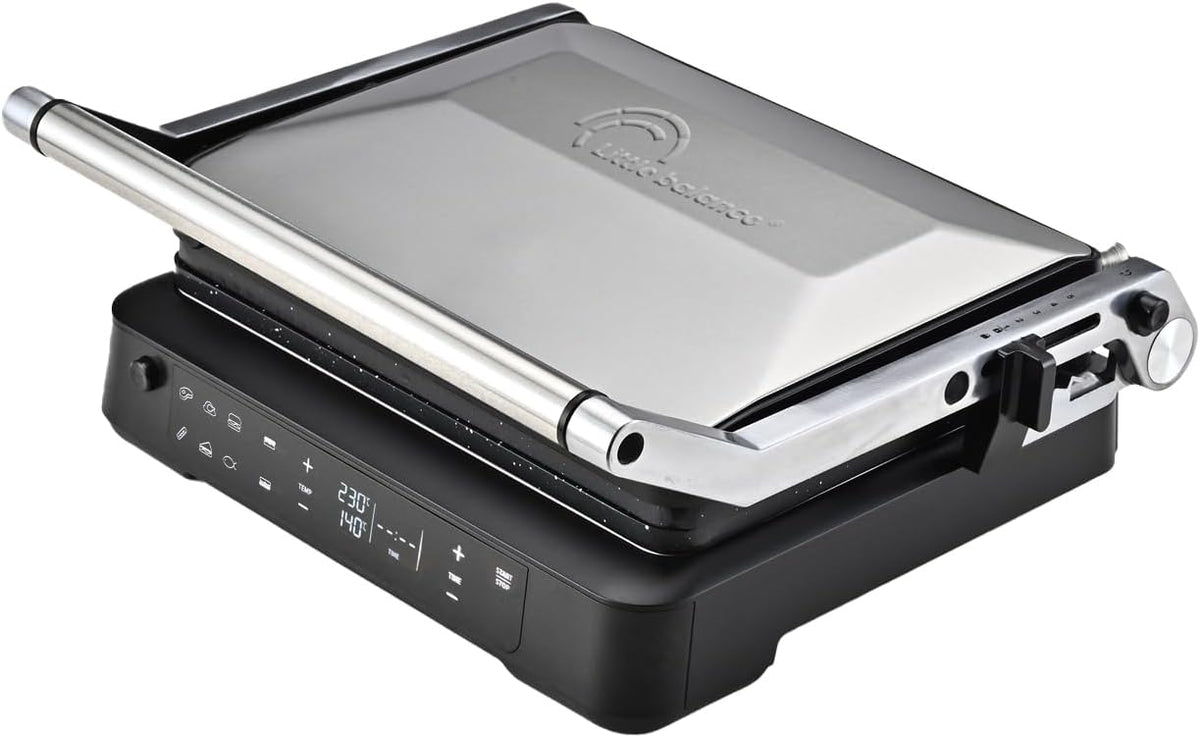 LITTLE BALANCE 8734 Electronic Grill, Grill Viande électrique, Multifonction, Viande, Légumes, Paninis, Plaques amovibles sans PFAS, Antiadhésif
