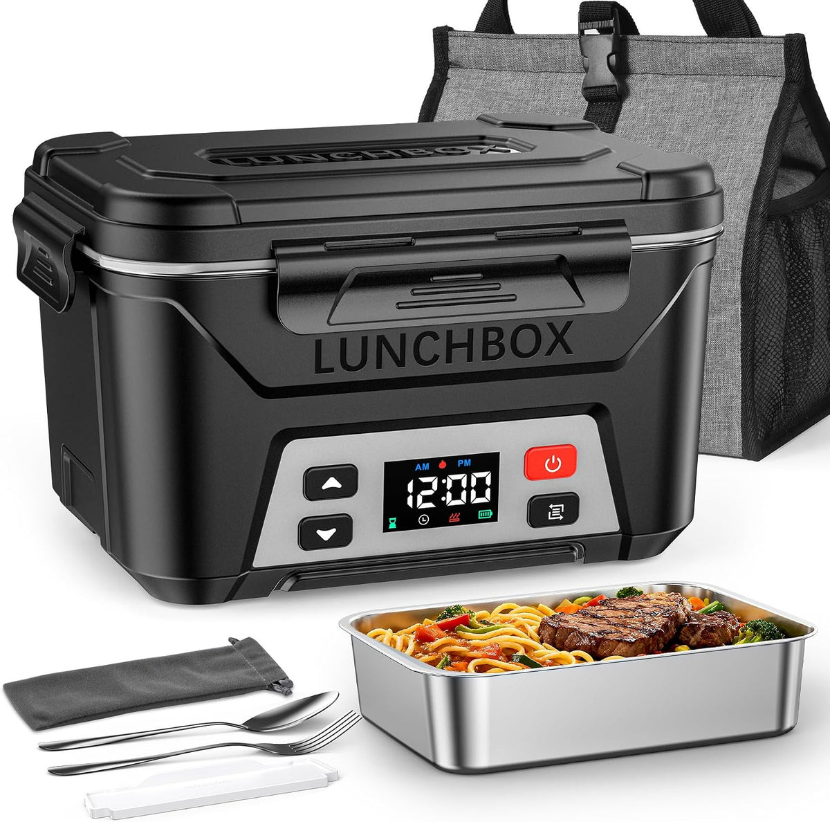 Docusvect Gamelle chauffante batterie, Lunch box chauffante rechargeable avec Chauffage Programmable, Chauffe plat électrique 1,3 L