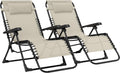 Outsunny Lot de 2 Bain de Soleil, Chaise Longue Pliante avec appuie-tête en textilène