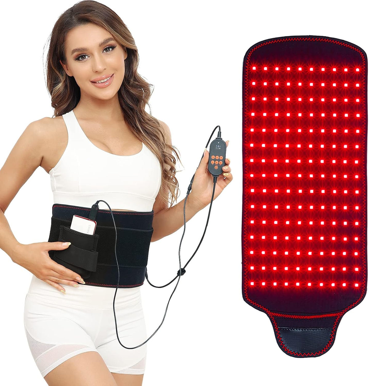 JOBYNA Ceinture de Thérapie par la lumière Rouge et Infrarouge pour Douleur, 660nm 850nm Luminothérapie Lampe Infrarouge