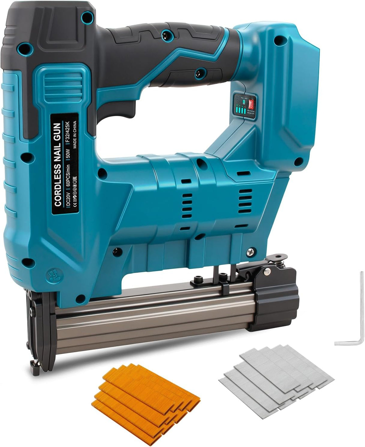 Cloueuse sans fil compatible avec batterie Makita 18 V, pistolet à ongles électrique 2 en 1 amélioré pour amélioration de la maison, travail du bois