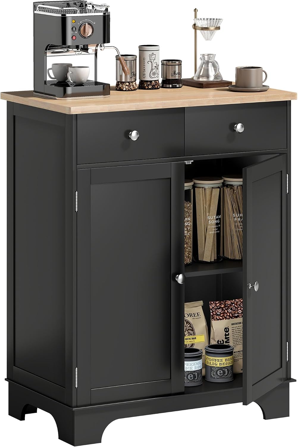 HOMCOM Meuble de Rangement Buffet Salon avec placards à Portes, 2 tiroirs et étagère réglable, Armoire de Rangement pour Salon, Cuisine, Chambre
