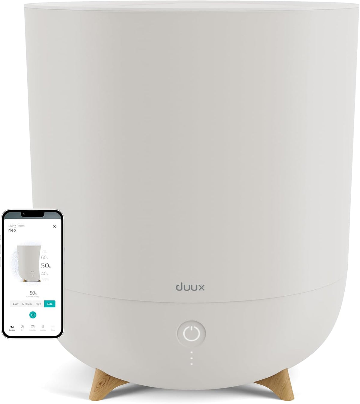 Duux Neo Humidificateur d'air silencieux - Humidificateur d'air Chambre ultrasonique - 16 h d'utilisation - Réservoir d'eau 5L - Greige