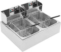 Dual Tanks Friteuse électrique, avec panier, contrôle indépendant de la température, 2 x 6 l, à deux récipients, avec panier amovible