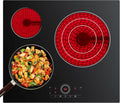 CDV Plaque Vitrocéramique 3 Feux 59 cm 5700 W Encastrable, Table Électrique avec Commande Tactile, Minuteur, 9 Niveaux, Pour tous Types de Casseroles