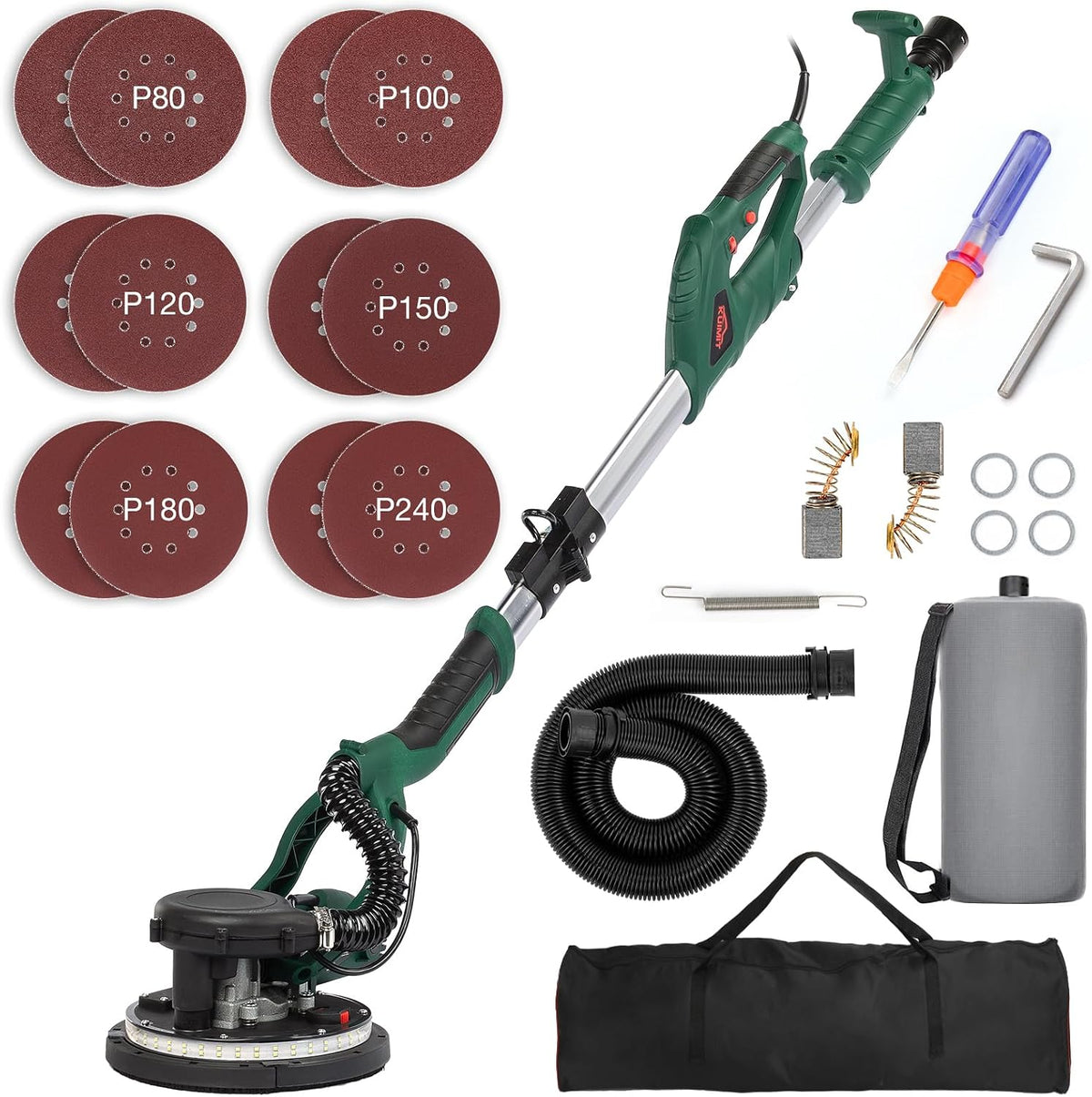 Ponceuse Girafe 850W, Ponceuse Mur et Plafond, lumière LED Poignée télescopique, 6 vitesses(800-1750rpm), Ponceuse Plaquiste Électrique