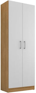 ACTUAL DIFFUSION Armoire 2 Portes Chêne et Blanc 5 Niches L 61 H 170.6 P 35.3 cm