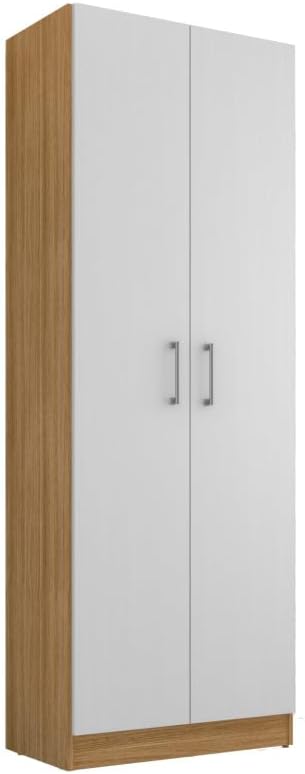 ACTUAL DIFFUSION Armoire 2 Portes Chêne et Blanc 5 Niches L 61 H 170.6 P 35.3 cm