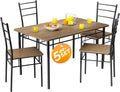 Casaria Ensemble Leo Table avec 4 chaises Brun MDF métal laqué Ensemble 5 pièces pour Salle à Manger Cuisine