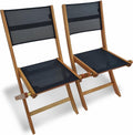 Alice's Garden - Chaises de Jardin en Bois et textilène - Almeria Noir - 2 chaises Pliantes en Bois d'Eucalyptus huilé et textilène