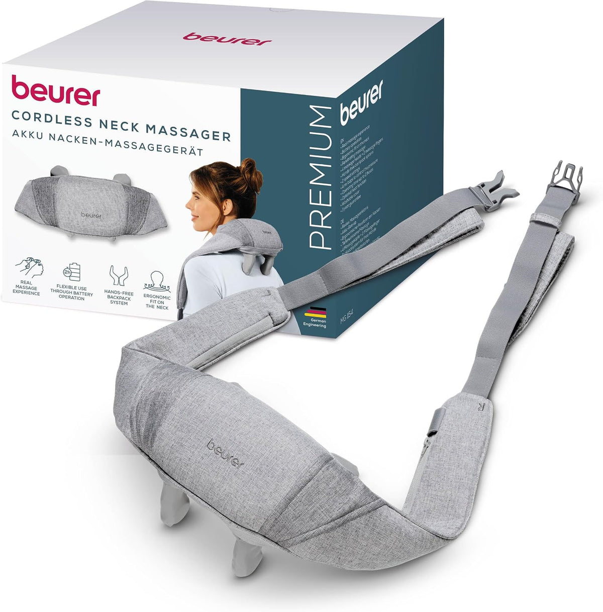 Beurer MG 154 Appareil de massage de la nuque sur batterie avec fonction chauffante, pour les épaules et la nuque