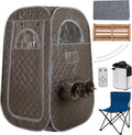 RELAX4LIFE Sauna à Vapeur Portable, Tente Sauna Portable Vapeur 3L, Température 9 Niveaux, Cadre INOX, Chaise Pliable, Trous pour Pieds