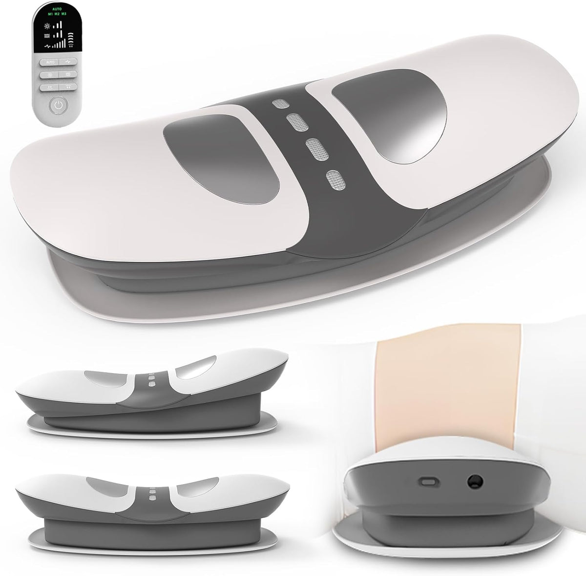 Masseur Dorsal 4 en 1, Appareil de Massage Dorsal Sans Fil avec Traction par Airbag, Compresse Chaude, Massage par Vibrations, Electrothérapie EMS