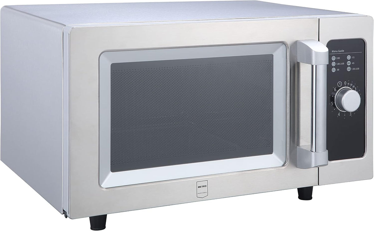 METRO Professional Four à Micro-ondes GMW1125-K, Acier Inoxydable, 51.1 x 43 x 31.1 cm, 1000 W, 25 L, Commande mécanique, Minuterie à Bouton Rotatif