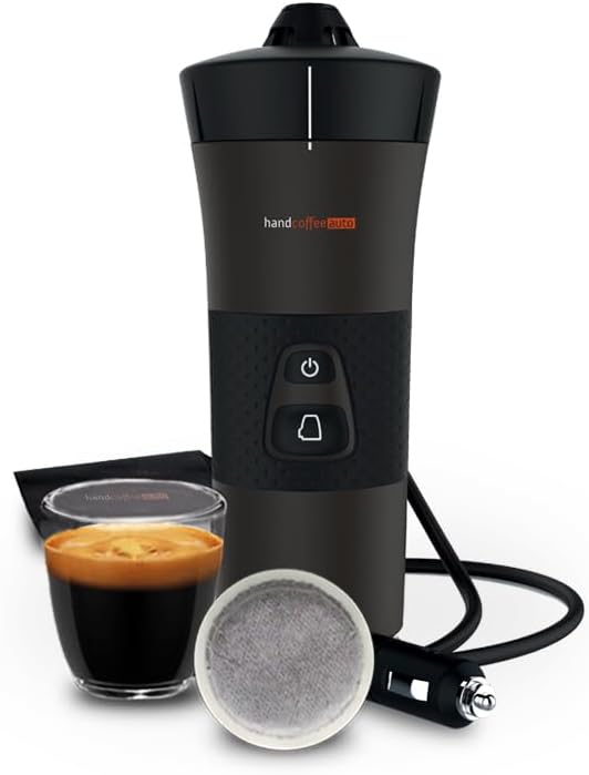 Handpresso, Cafetière 12V Handcoffee Auto 21000, Machine a cafe voiture pour dosette Senseo pour voiture prise allume cigare