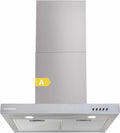 HDCH-360TSS Hotte aspirante murale en T 60 cm, 3 niveaux, Hotte Cuisine Évacuation et recyclage 308 m³/h, Acier Inoxydable, Argent