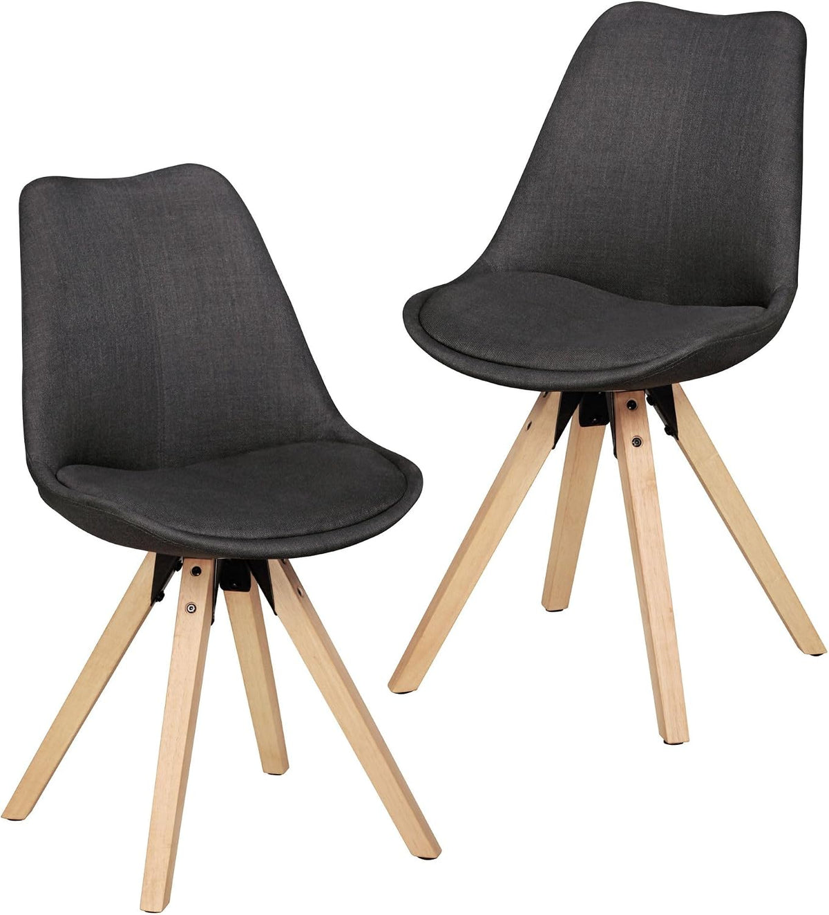 FineBuy Chaise de Salle à Manger Lot de 2 Tissu Anthracite/Bois 48x87x42cm scandinave