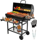 DEWINNER Barbecue au Charbon, Grille XXL, Gants & Pince Offerts, Évents Réglables, Tiroir à Cendres, Roulettes