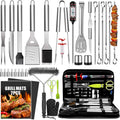 Lot de 32 accessoires de barbecue en acier inoxydable avec sac de transport, thermomètre