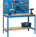 Simon Rack Etabli d'Atelier, Capacité de Charge 400 kg, 1445x910x610 mm, Panneau Perforé, Table de Travail Bricolage, Bleu/Bois - BT2