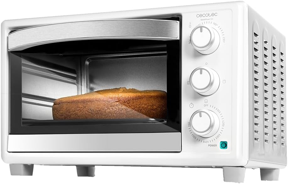 Cecotec Four de comptoir Bake&Toast 2300 Blanc, 23 L, 1500 W, 3 modes de chauffage, Minuteur 60 minutes, Température réglable jusqu'à 230ºC