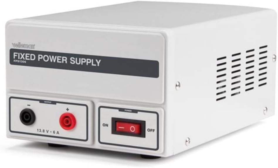 Velleman Alimentation de laboratoire, non réglable, 13.8 VCC/6 A, limitation de courant, protection contre les courts-circuits, gris