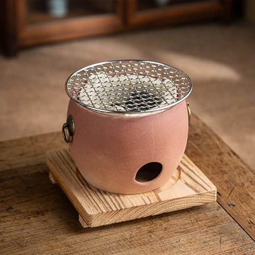 Poêle à Charbon en Argile Rouge pour 1 à 4 Personnes, Barbecue en poterie, Barbecue à Charbon Portable, Hibachi en poterie
