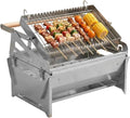 Barbecue Grill Rotatif, Grillade En Acier Inoxydable 360° Rotative, Réchaud Grill Portable en Acier Inoxydable