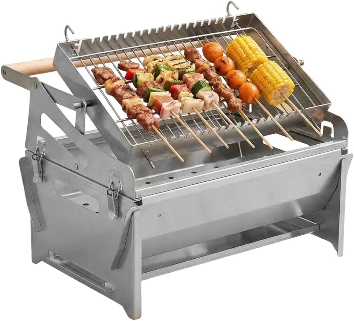 Barbecue Grill Rotatif, Grillade En Acier Inoxydable 360° Rotative, Réchaud Grill Portable en Acier Inoxydable